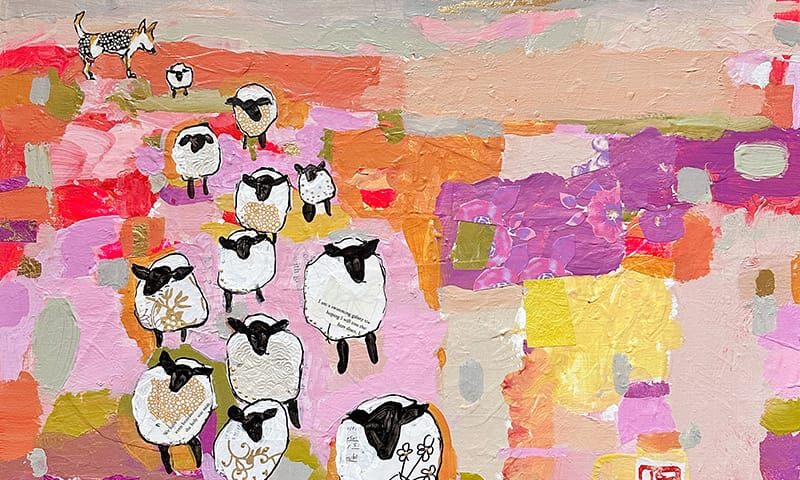 Navajo Sheep and dog painting by Kellie Day