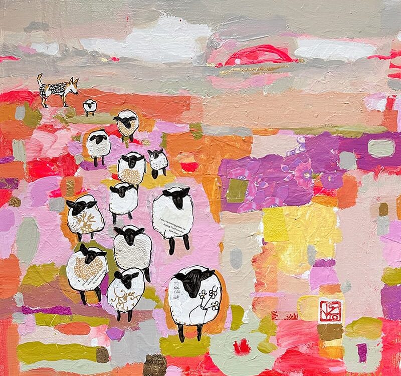 Navajo Sheep and dog painting by Kellie Day