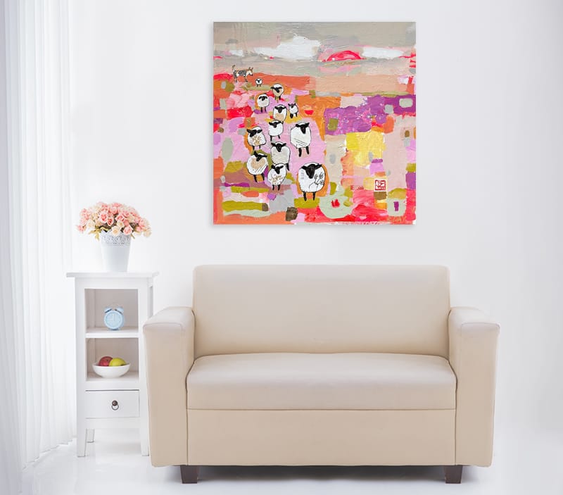 Navajo Sheep and dog painting by Kellie Day