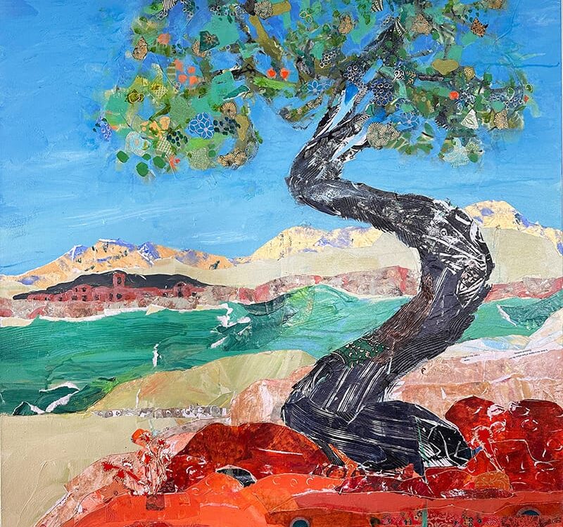 San Juan River Juniper tree painting by Kellie Day