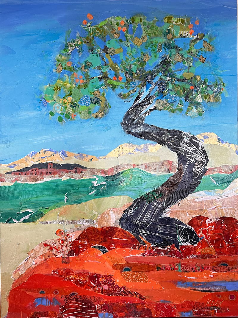 San Juan River Juniper tree painting by Kellie Day