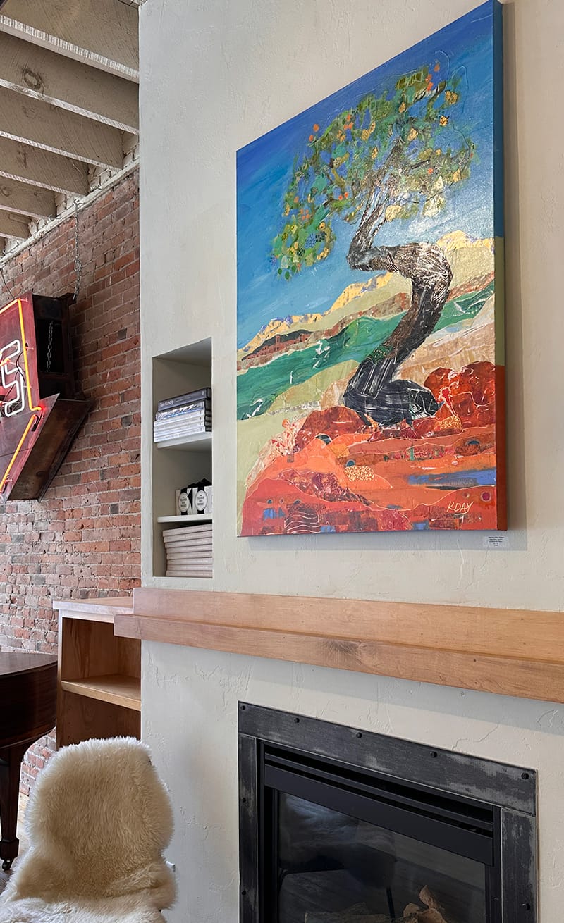 San Juan River Juniper tree painting by Kellie Day
