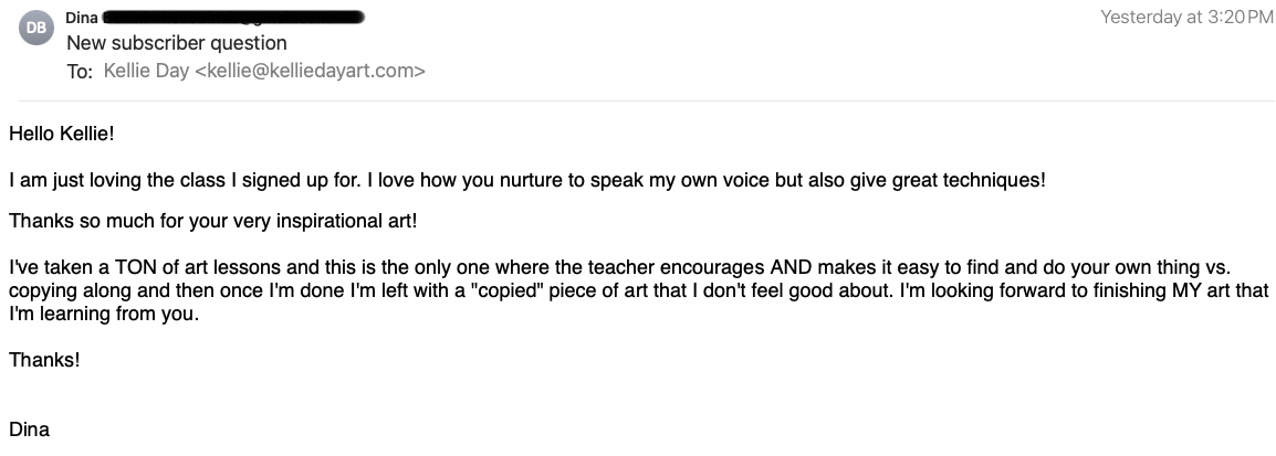 dina review of kellie day painting class