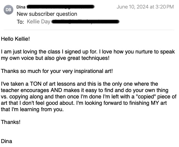 dina review of kellie day painting class