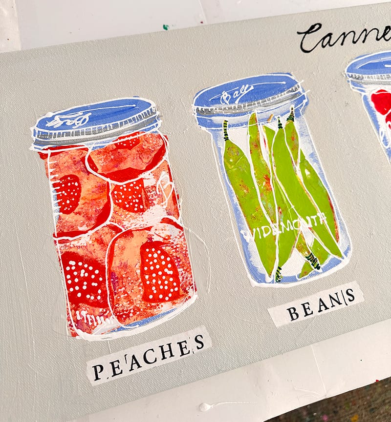 Chars canned goods, a mixed media painting by Kellie day