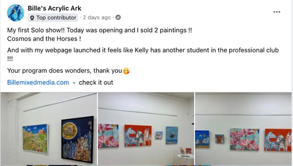 bille solo art show after mentoring with kellie day