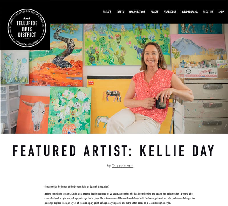 Featured Artist Kellie Day solo exhibit at Telluride Arts