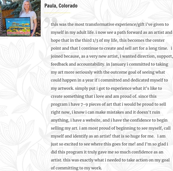 Paula review of kellie day art mentoring program