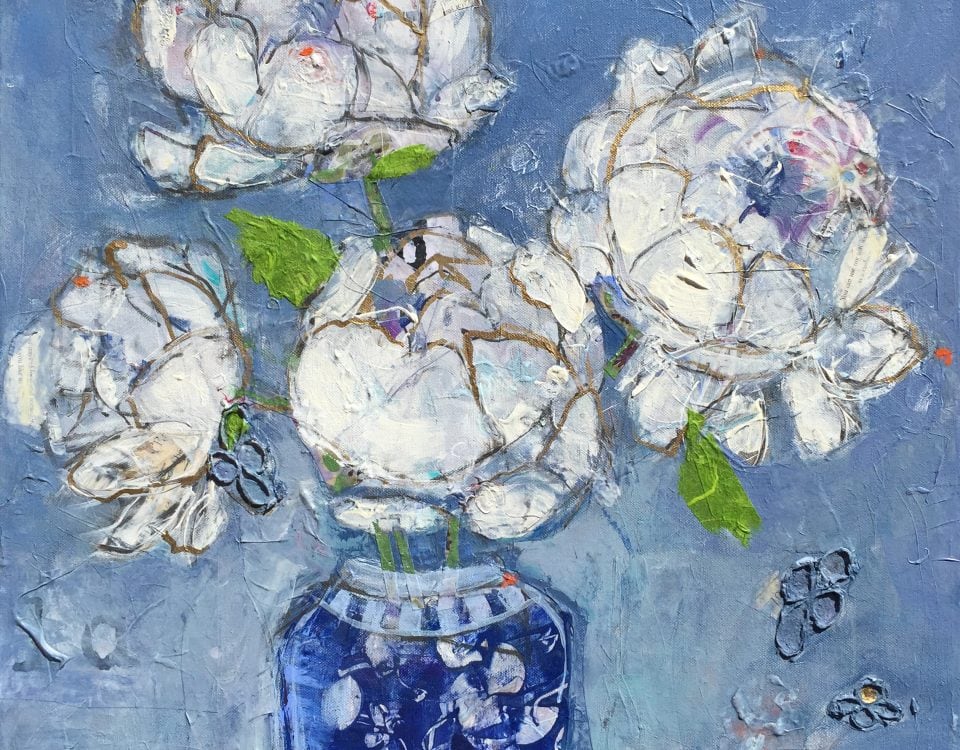 Peonies in a Vase, 20" x 20", $600 ©Kellie Day