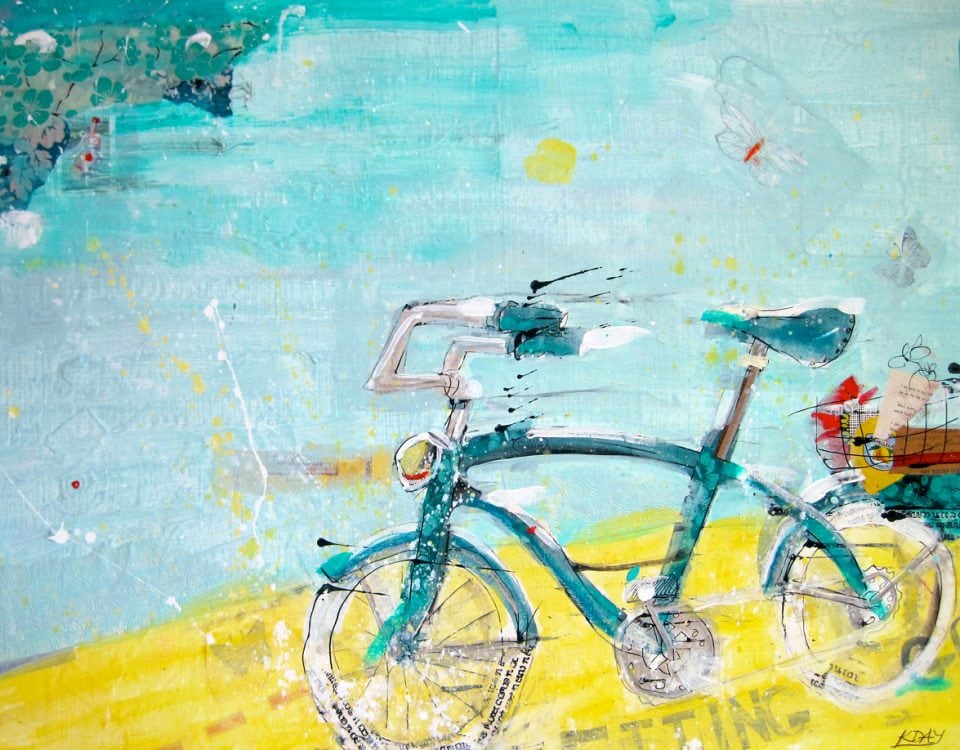 Letting Go, vintage bicycle painting©Kellie Day