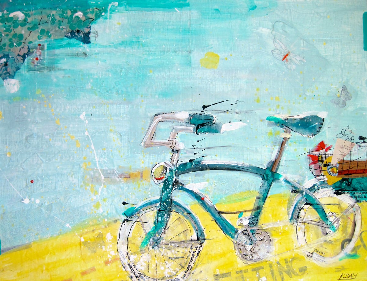 Letting Go, vintage bicycle painting©Kellie Day